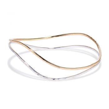 Two tone curvy bangle bracelet